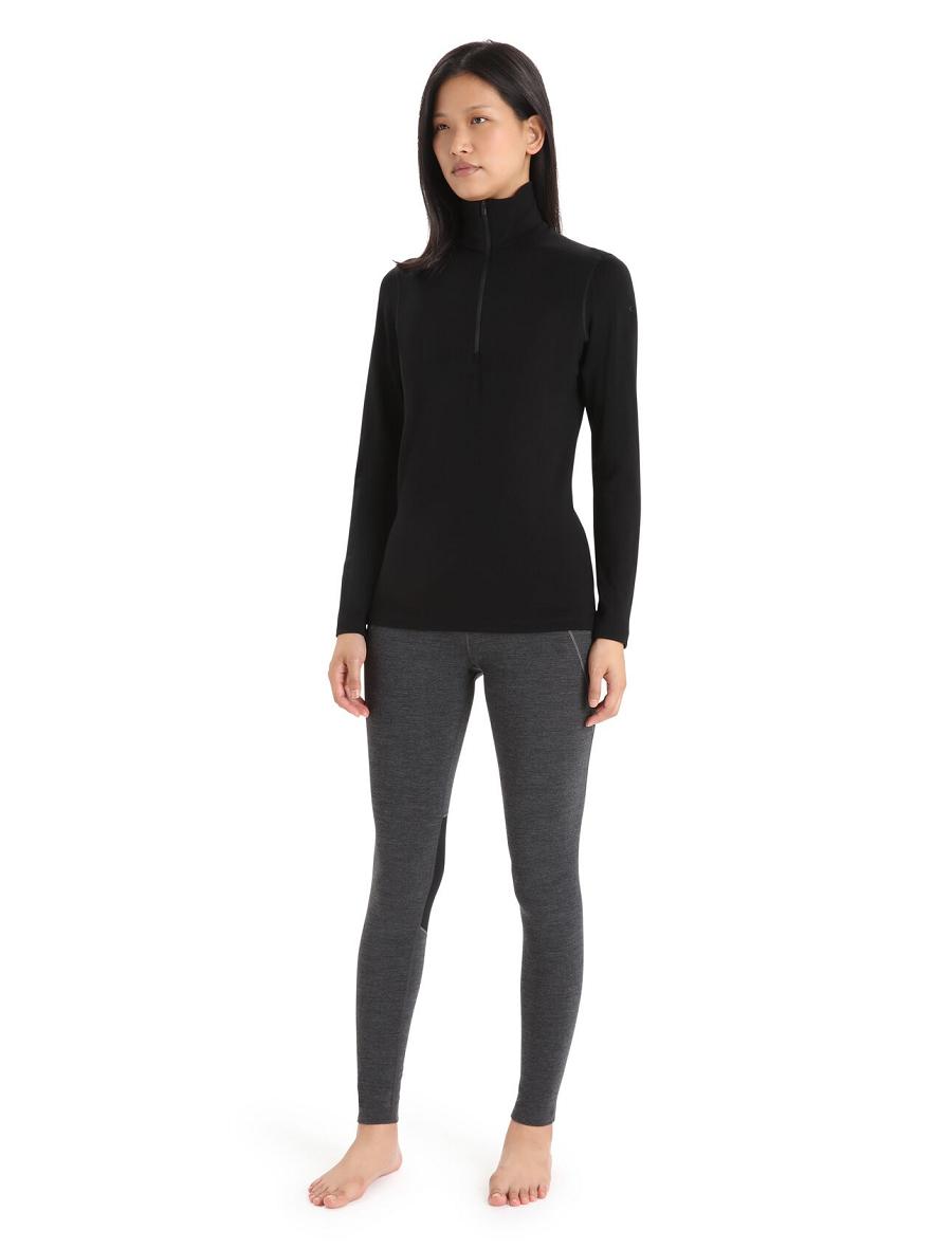 Icebreaker Merino 260 Tech Long Sleeve Half Zip Thermal Top Női Base Layers Fekete | HU 1915FDNM